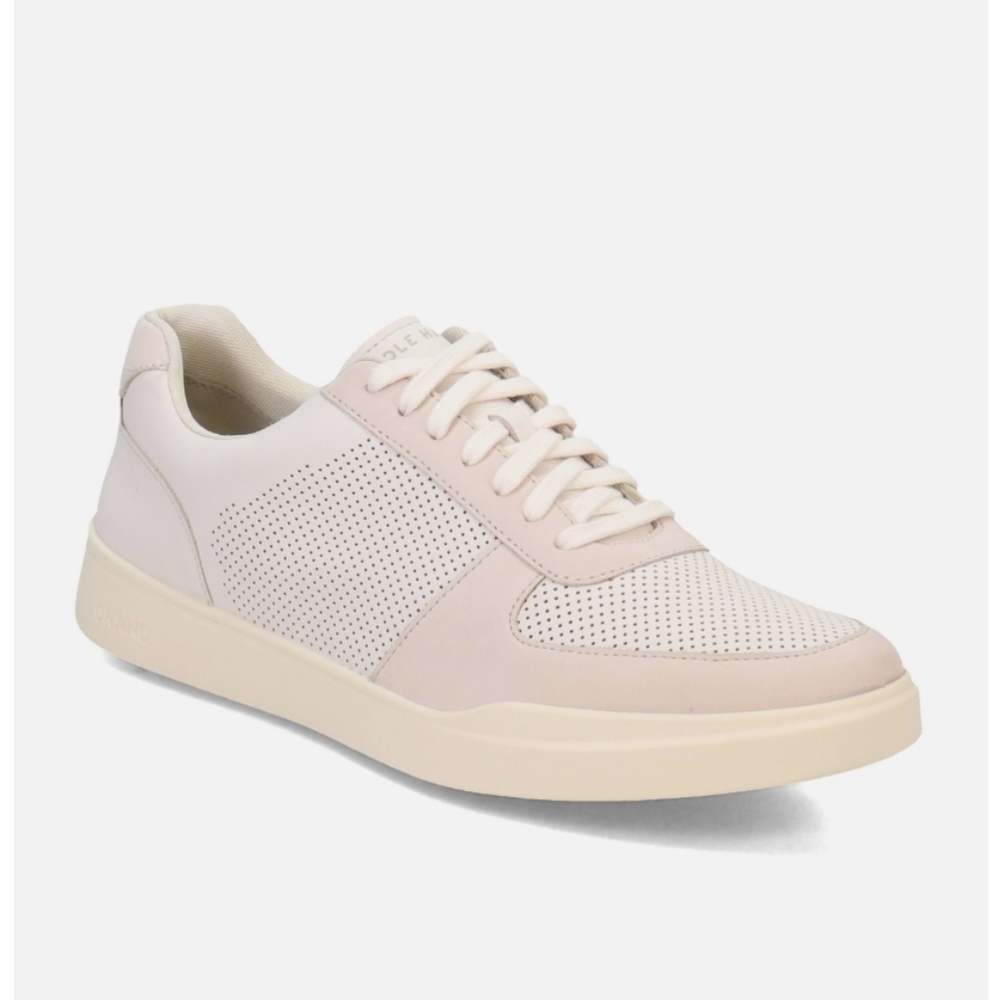 Cole Haan Men's Grand Crosscourt Modern Perf Sneaker Ivory/Silver Birch C36883